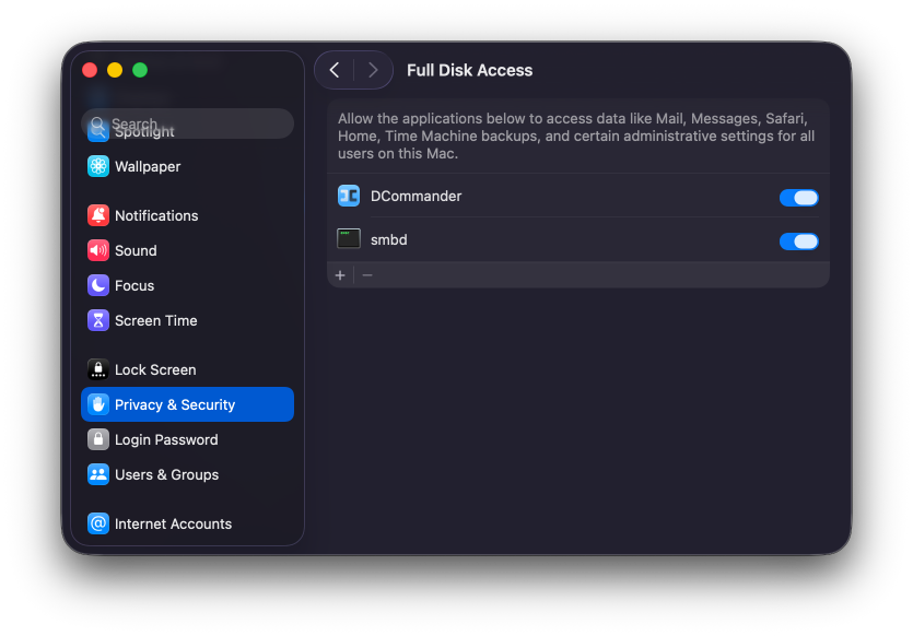 Full Disk Access