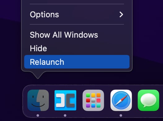 Relaunch Finder from the Dock