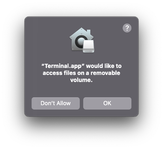Terminal requires permission to access USB drive