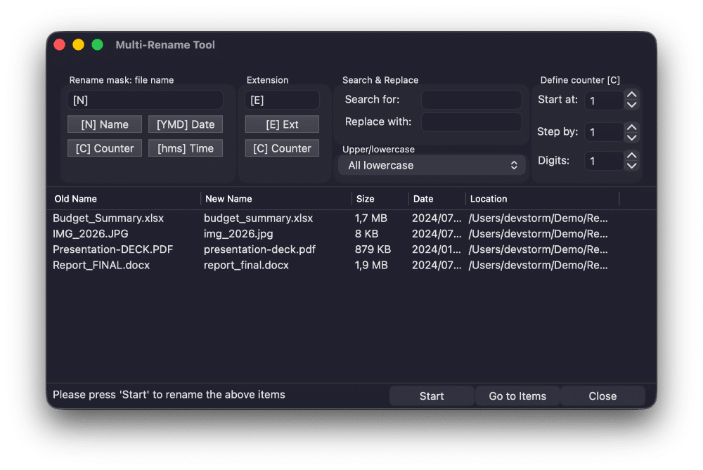 batch-rename-to-lowercase-on-mac with dcommander