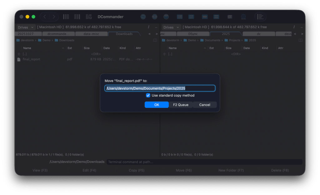 Move file using DCommander