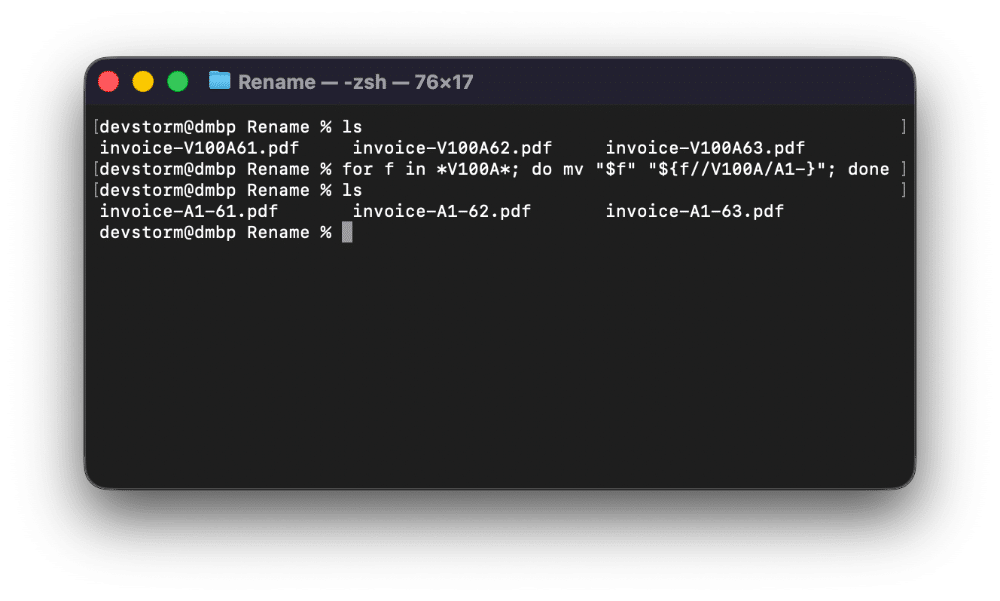 Find and replace text in filenames on mac terminal