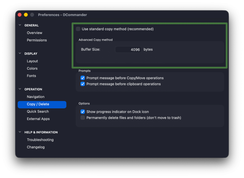 Byte by byte copy on mac dcommander